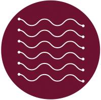 Enhance science-based solutions icon - maroon circle with white wavy lines