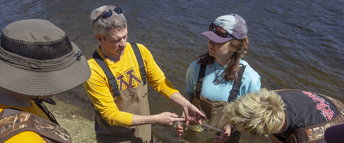 Fisheries and Wildlife Conservation Biology professor teachers students on Spoon Lake