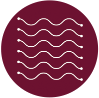 Enhance science-based solutions icon - maroon circle with white wavy lines